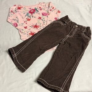 Old Navy - Pink Ribbed Top and corduroy pants